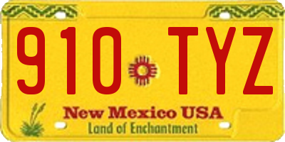 NM license plate 910TYZ