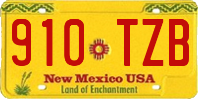 NM license plate 910TZB