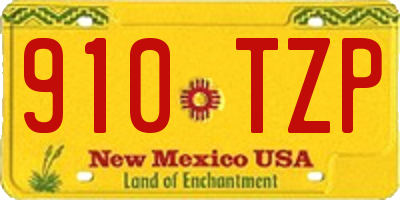 NM license plate 910TZP