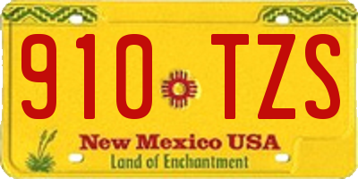 NM license plate 910TZS