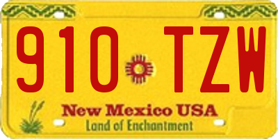 NM license plate 910TZW