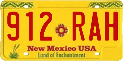 NM license plate 912RAH