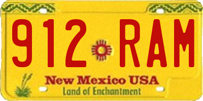 NM license plate 912RAM