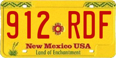NM license plate 912RDF