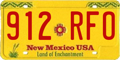 NM license plate 912RFO