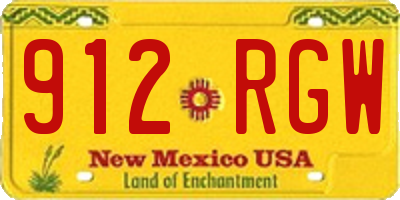 NM license plate 912RGW