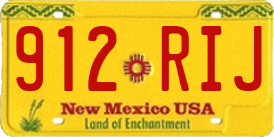 NM license plate 912RIJ