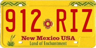 NM license plate 912RIZ