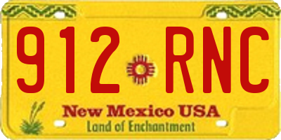 NM license plate 912RNC