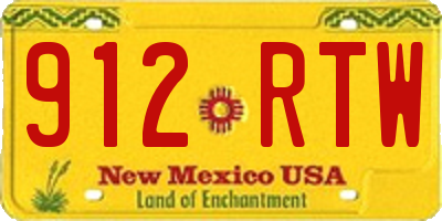 NM license plate 912RTW