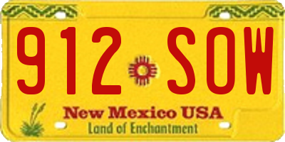 NM license plate 912SOW