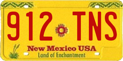 NM license plate 912TNS