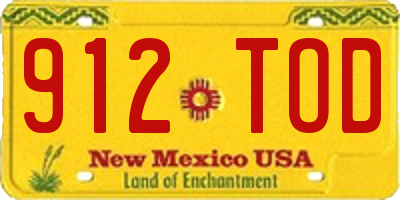 NM license plate 912TOD