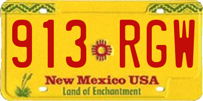 NM license plate 913RGW