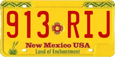 NM license plate 913RIJ