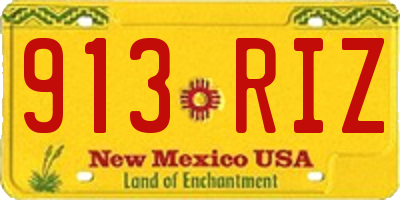 NM license plate 913RIZ
