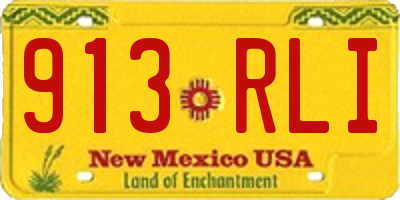 NM license plate 913RLI