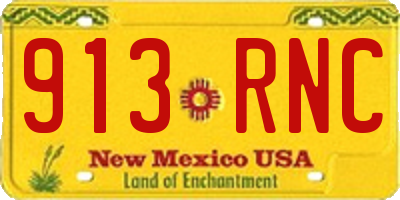 NM license plate 913RNC