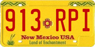 NM license plate 913RPI