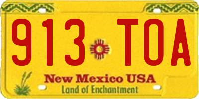 NM license plate 913TOA
