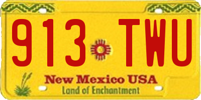 NM license plate 913TWU