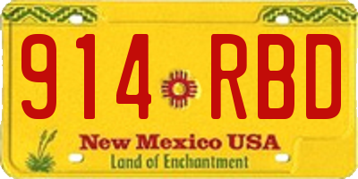 NM license plate 914RBD