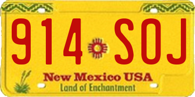 NM license plate 914SOJ