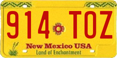 NM license plate 914TOZ