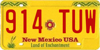 NM license plate 914TUW