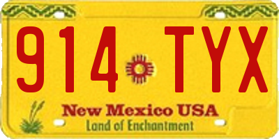 NM license plate 914TYX