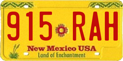 NM license plate 915RAH