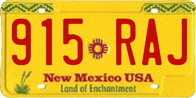 NM license plate 915RAJ