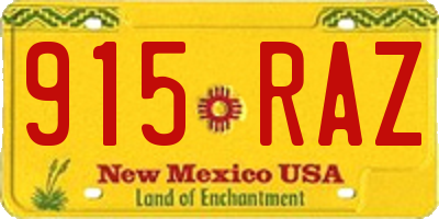 NM license plate 915RAZ