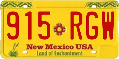 NM license plate 915RGW