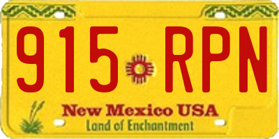 NM license plate 915RPN