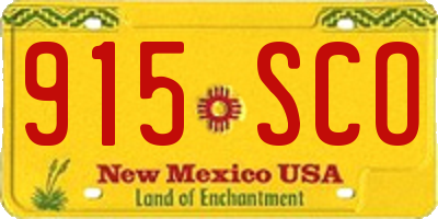 NM license plate 915SCO
