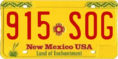 NM license plate 915SOG