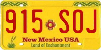 NM license plate 915SOJ