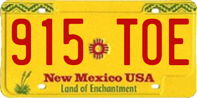 NM license plate 915TOE