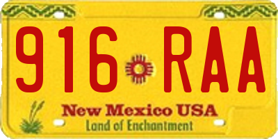 NM license plate 916RAA