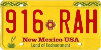 NM license plate 916RAH