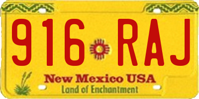 NM license plate 916RAJ