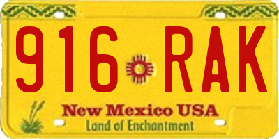 NM license plate 916RAK