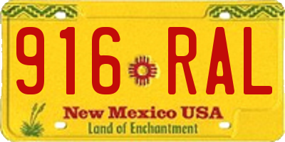 NM license plate 916RAL