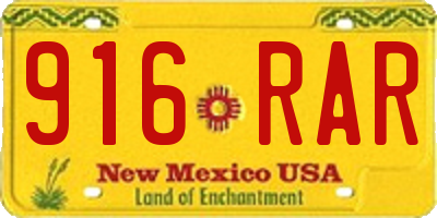 NM license plate 916RAR