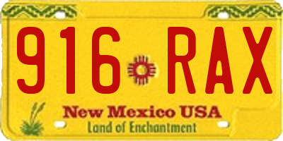 NM license plate 916RAX