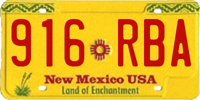 NM license plate 916RBA