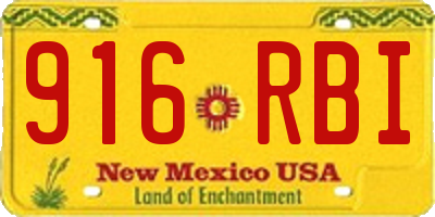 NM license plate 916RBI