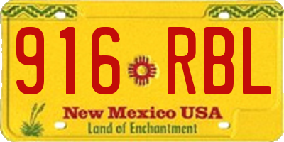 NM license plate 916RBL