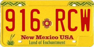 NM license plate 916RCW